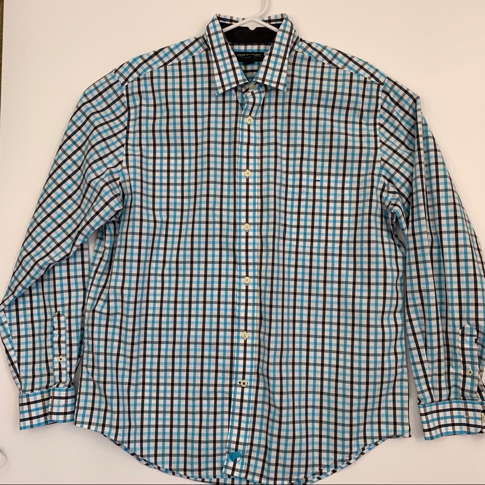John Bartlett Consensus Large Checkered Shirt Blue - image 1